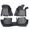 Audi Q7 Premium Diamond Pattern 7D Car Floor Mats (Set of 3, Black & Beige)