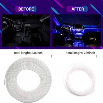 Interior Car LED Strip Lights, 6 in 1 Multicolor RGB Car Neon Ambient  Lighting Kits Fiber Optic for Truck SUV, 16 Million Colors Sound Active  Function