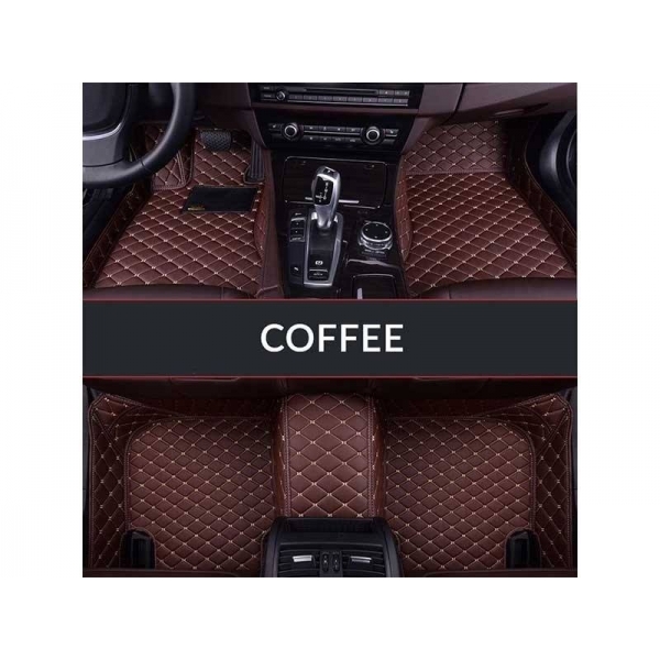 Audi A4 Premium Diamond Pattern 7D Car Floor Mats (Set of 3, Coffee Color)