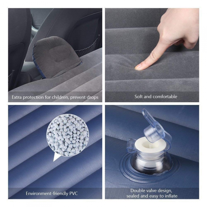 Premium Travel Inflatable Car Bed Sofa Mattress With Two Air Bed Pillows, Car Air Pump And Repair Kit Included Premium Travel Inflatable Car Bed Sofa Mattress With Two Air Bed Pillows, Car Air Pump And Repair Kit Included