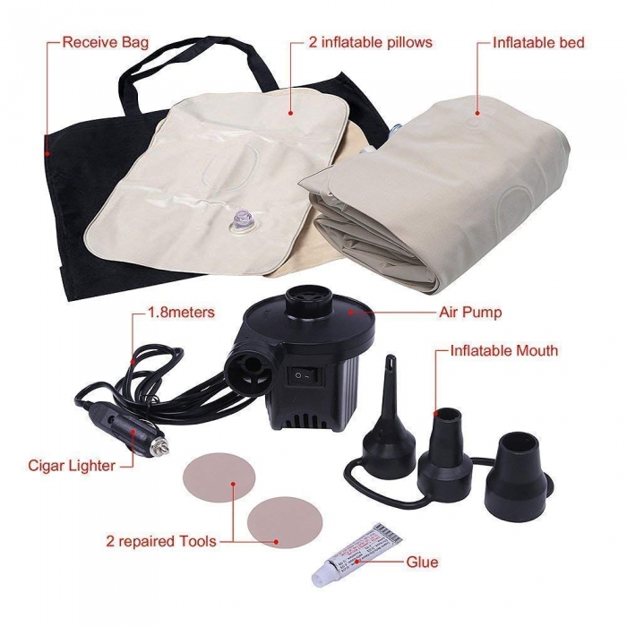 Premium Travel Inflatable Car Bed Sofa Mattress With Two Air Bed Pillows, Car Air Pump And Repair Kit Included Premium Travel Inflatable Car Bed Sofa Mattress With Two Air Bed Pillows, Car Air Pump And Repair Kit Included