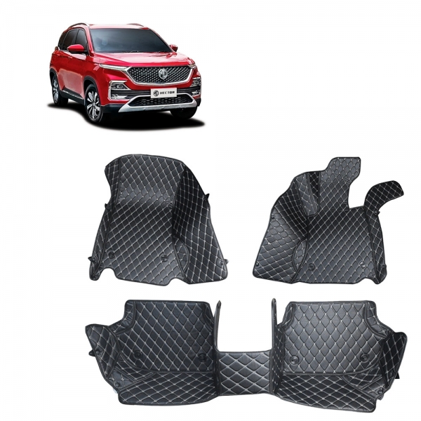 Renault Triber Premium Diamond Pattern 7D Car Floor Mats (Set of 4, Black)