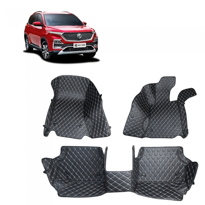 MG Hector Premium Diamond Pattern 7D Car Floor Mats (Set of 3, Black & Beige) MG Hector Premium Diamond Pattern 7D Car Floor Mats (Set of 3, Black & Beige)