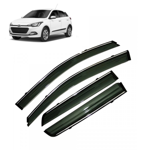 Hyundai i20 Elite 2014-2018 Car Window Door Visor with Chrome Line (Set Of 4 Pcs.) Hyundai i20 Elite 2014-2018 Car Window Door Visor with Chrome Line (Set Of 4 Pcs.)