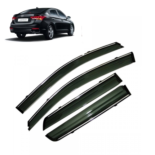 Hyundai Verna 2017-2020 Car Window Door Visor with Chrome Line (Set Of 4 Pcs.) Hyundai Verna 2017-2020 Car Window Door Visor with Chrome Line (Set Of 4 Pcs.)