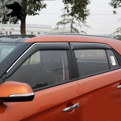 Hyundai Creta 2015-2018 Car Window Door Visor with Chrome Line (Set Of 4 Pcs.)