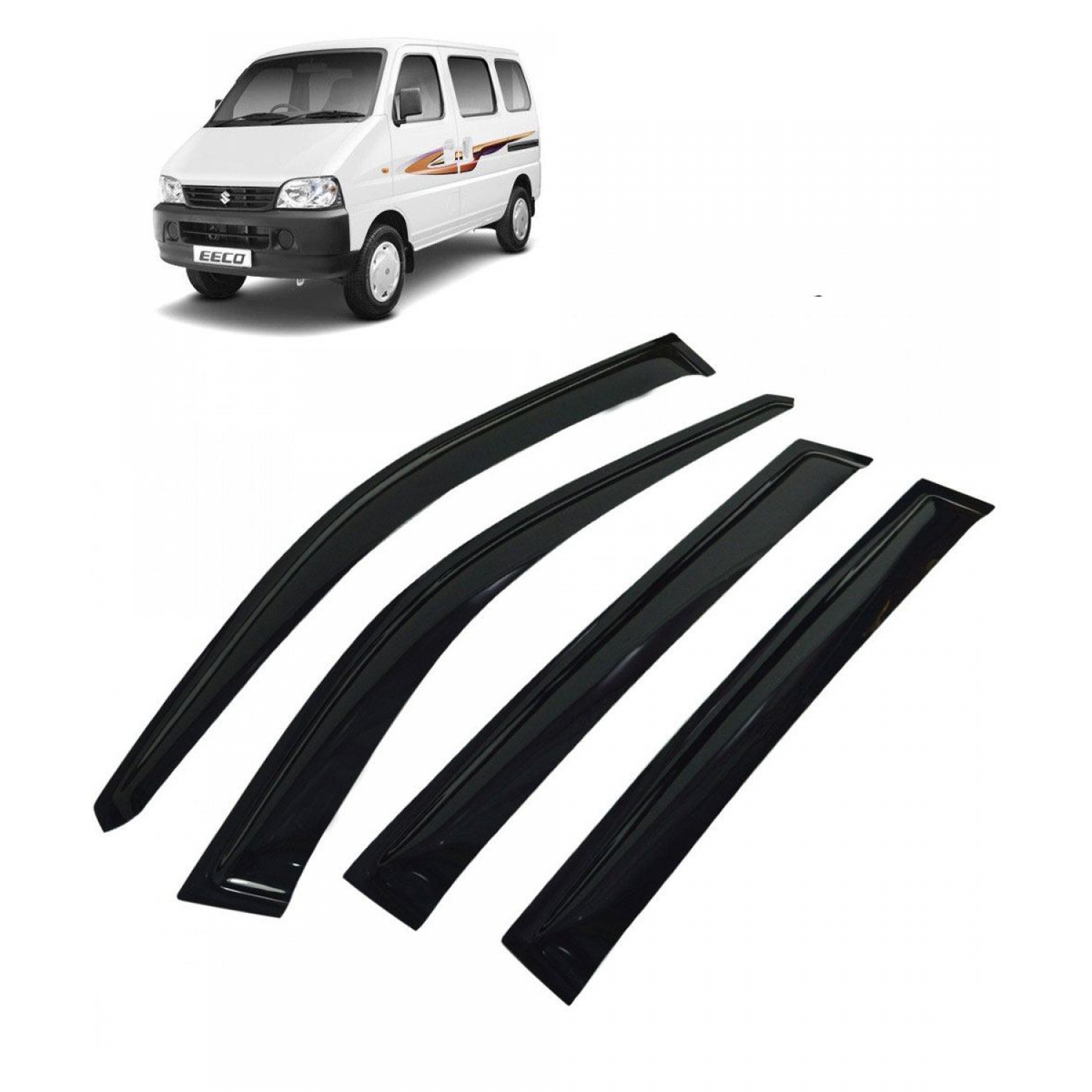 Car Window Door Visor For Maruti Suzuki Eeco Set Of (Black)