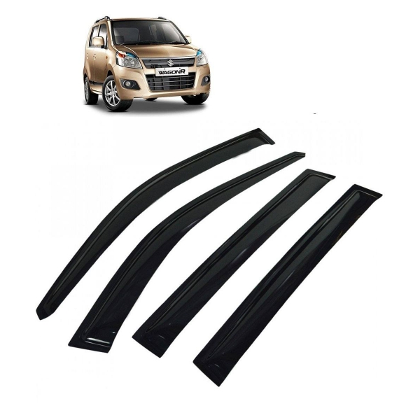 Car Window Door Visor For Maruti Suzuki Wagon R New Set Of 4 (Black)