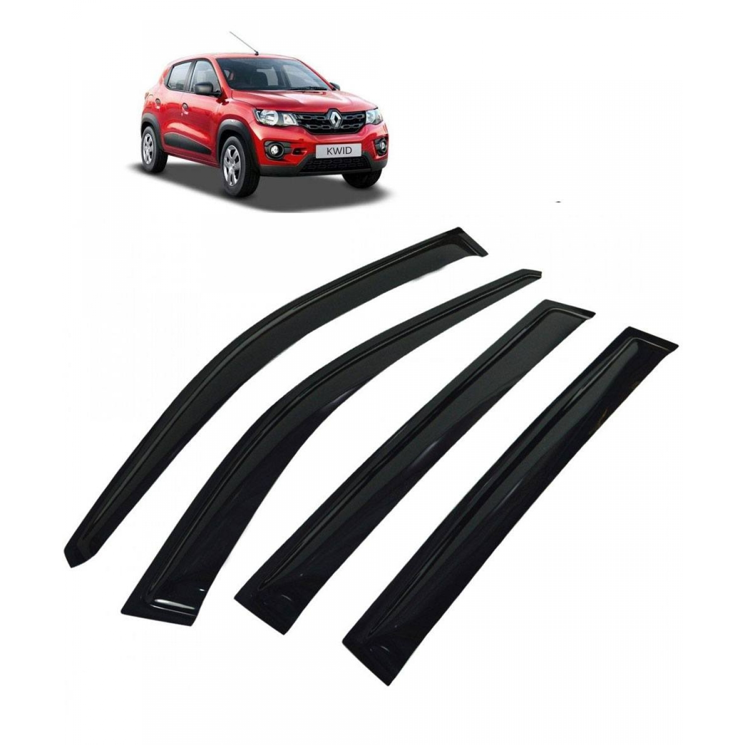 Car Window Door Visor For Renault Kwid Set Of (Black) - Main Image
