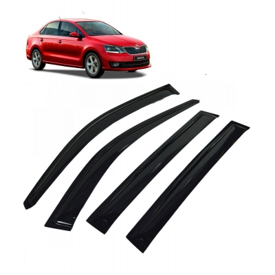 Car Window Door Visor For Skoda Rapid Set Of 4 (Black)