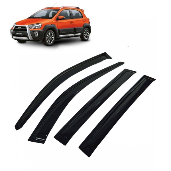 Car Window Door Visor For Toyota Etios Cross Set Of 4 (Black)