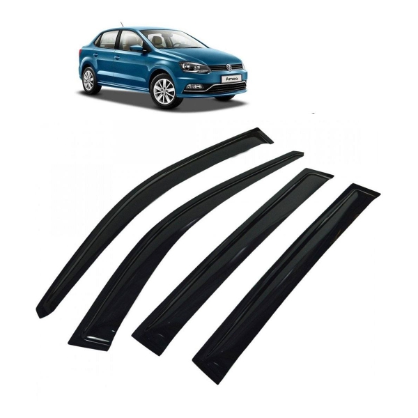 Car Window Door Visor For Volkswagen Ameo Set Of 4 (Black)