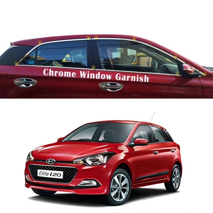 Hyundai I20 Elite Car Full Window Chrome Garnish Trims Hyundai I20 Elite Car Full Window Chrome Garnish Trims