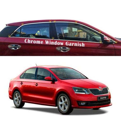 Skoda Rapid New 2017 Full Window Chrome Garnish Trims Skoda Rapid New 2017 Full Window Chrome Garnish Trims