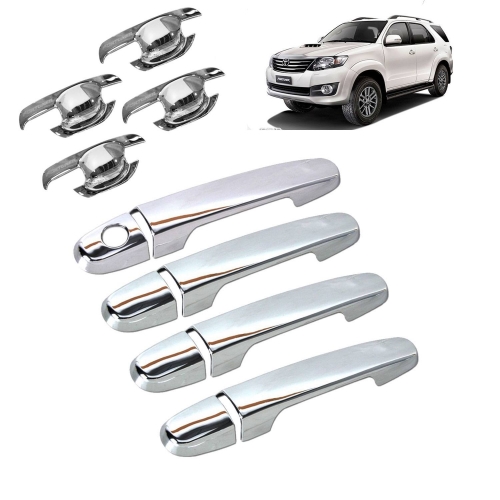Toyota Fortuner Old 2008-2015 Door Handle Chrome Cover With Finger Bowl - Set Of 8 Toyota Fortuner Old 2008-2015 Door Handle Chrome Cover With Finger Bowl - Set Of 8