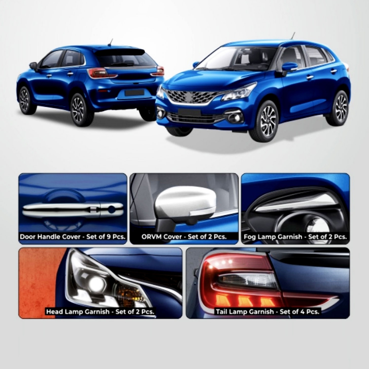 Maruti Suzuki Baleno 2022 Onwards Exterior Chrome Body Kit Combo (Set