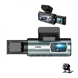 Carhatke Triple Channel 1080P Dash Cam for Cars – Front, Cabin & Rear Camera with Loop Recording