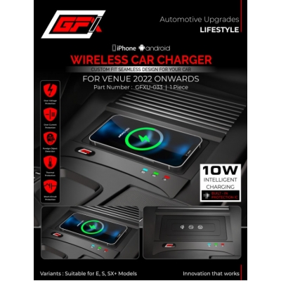 GFX Wireless Car Charger for Hyundai Venue 2019 Onwards GFX Wireless Car Charger for Hyundai Venue 2019 Onwards