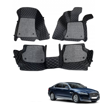Jaguar XF Premium Diamond Pattern 7D Car Floor Mats (Set of 3, Black and Beige) Jaguar XF Premium Diamond Pattern 7D Car Floor Mats (Set of 3, Black and Beige)