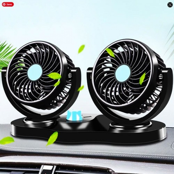 12V Electric Car Cooling Fan 360° Rotatable Dual Heads Air Circulator Fan Manual Rotation 2 Speed for All Cars