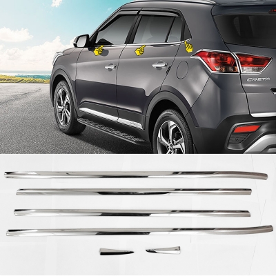 Hyundai Creta 2015-2018 Lower Window Chrome Garnish Trims (Set Of 6Pcs.)