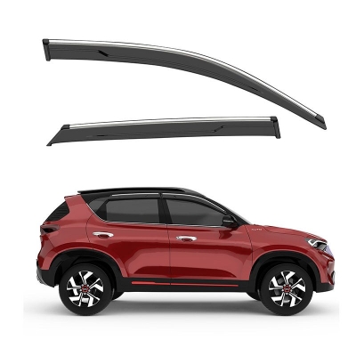 GFX Kia Sonet 2020 Onward Car Window Door Visor with Chrome Line (Set Of 4Pcs.)