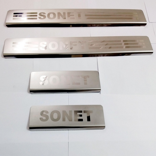 Kia Sonet Stainless Steel Door Scuff Foot Sill Plate Guards (Set of 4 Pcs.)