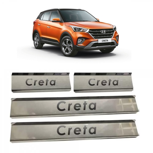 Hyundai Creta Facelift 2018-2020 Stainless Steel Door Scuff Foot Sill Plate Guards (Set of 4 Pcs.)