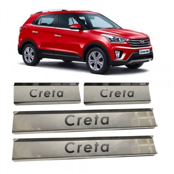 Hyundai Creta 2015-2018 Stainless Steel Door Scuff Foot Sill Plate Guards (Set of 4 Pcs.)