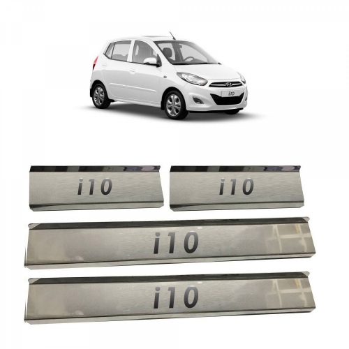Hyundai i10 Old Stainless Steel Door Scuff Foot Sill Plate Guards (Set of 4 Pcs.)
