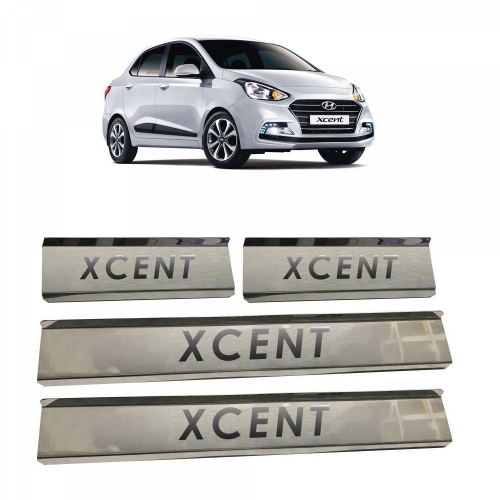 Hyundai Xcent Stainless Steel Door Scuff Foot Sill Plate Guards (Set of 4 Pcs.)
