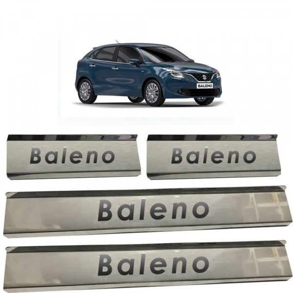 Maruti New Baleno Stainless Steel Door Scuff Foot Sill Plate Guards (Set of 4 Pcs.)