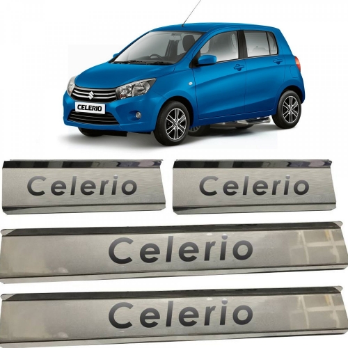 Maruti Celerio Stainless Steel Door Scuff Foot Sill Plate Guards (Set of 4 Pcs.)