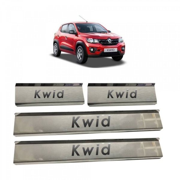 Renault Kwid Stainless Steel Door Scuff Foot Sill Plate Guards (Set of 4 Pcs.)