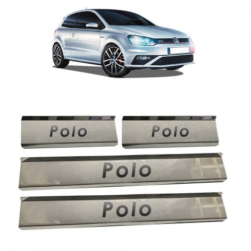 Volkswagen Polo Stainless Steel Door Scuff Foot Sill Plate Guards (Set of 4 Pcs.)
