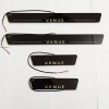Hyundai Venue Door Foot LED Mirror Finish Black Glossy Scuff Sill Plate Guards (Set of 4Pcs.)