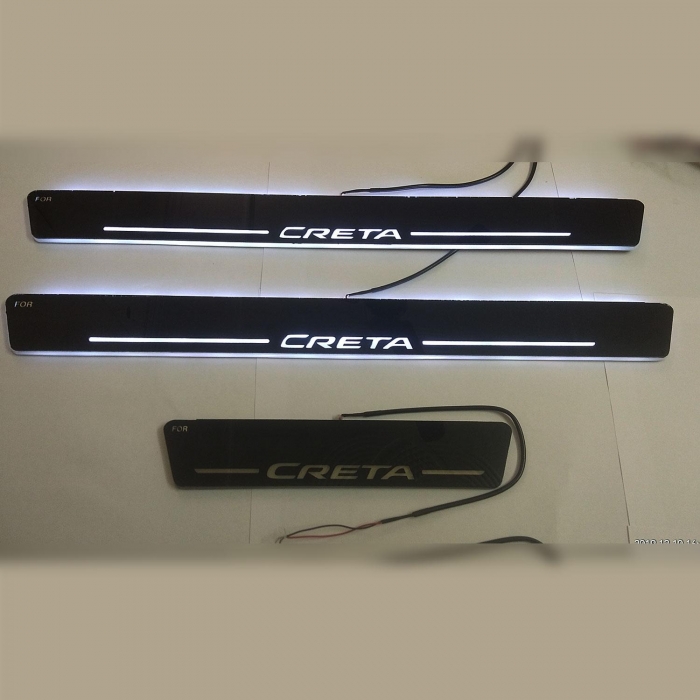 Hyundai Creta Door LED Light Scuff Sill Plate Guards in Multi Color with Matrix Style (Set of 4Pcs.)