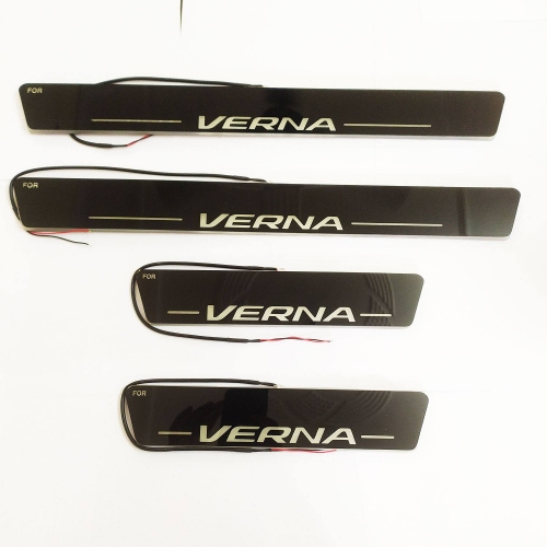 Car Door LED Light Footstep Scuff Sill Plate Guards for Hyundai Verna 2017-2020 (Set of 4Pcs.)