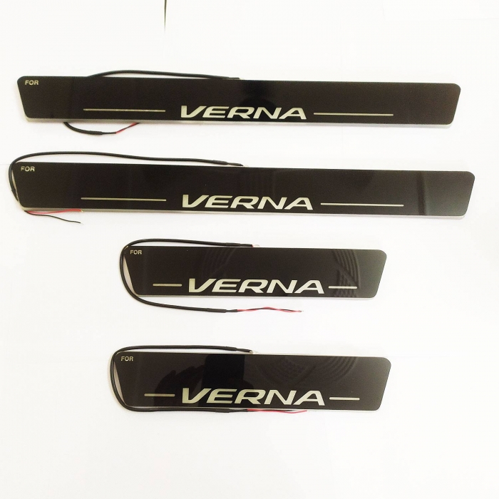 Matrix Moving LED Light Scuff Sill Plate Guards for Hyundai Verna (Set of 4Pcs.)