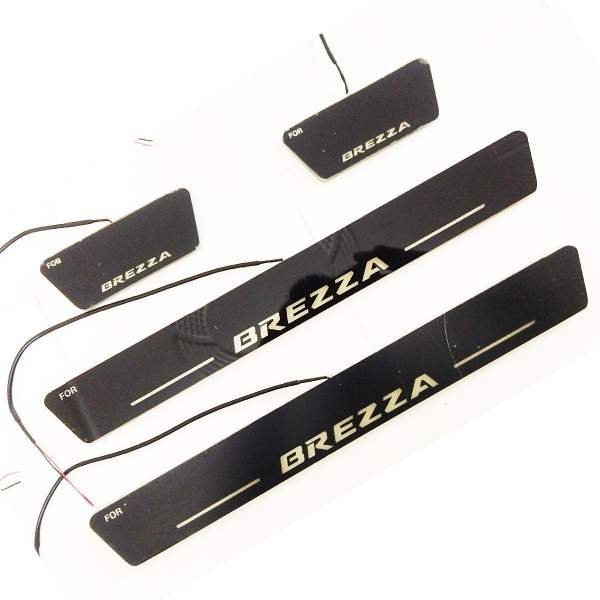 Matrix Moving LED Light Scuff Sill Plate Guards for Maruti Suzuki Vitara Brezza - 4 Pieces
