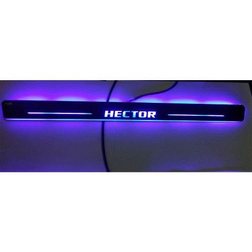 MG Hector Door Foot LED Mirror Finish Black Glossy Scuff Sill Plate Guards (Set of 4Pcs.)