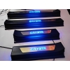 Toyota New Innova Crysta Facelift 2021 LED Scuff Sill Plate Black Glossy with Blue Light (Set of 4Pcs,)