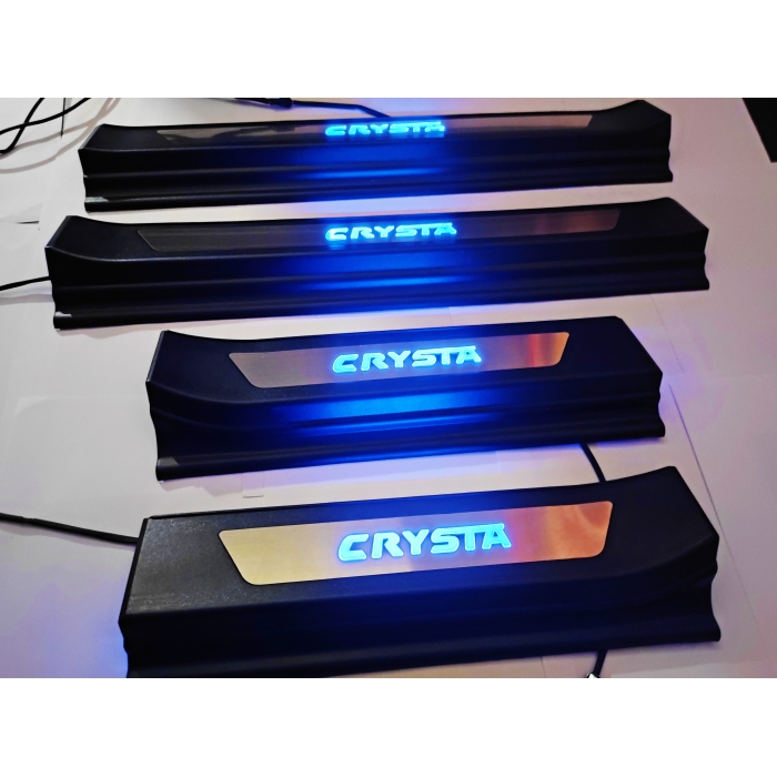 Toyota Innova Crysta Oem Type Scuff Sill Plate With Blue Light Black Glossy Toyota Innova Crysta Oem Type Scuff Sill Plate With Blue Light Black Glossy