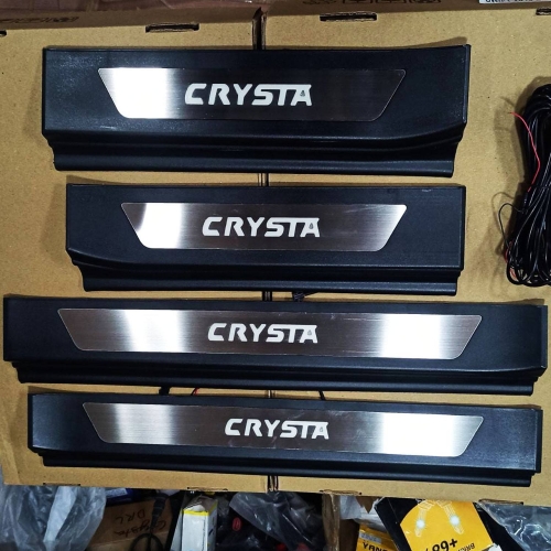 Toyota Innova Crysta LED Scuff Sill Plate Black Glossy (Set of 4Pcs,)