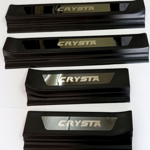 Toyota Innova Crysta Oem Type Scuff Sill Plate With Blue Light Black Glossy