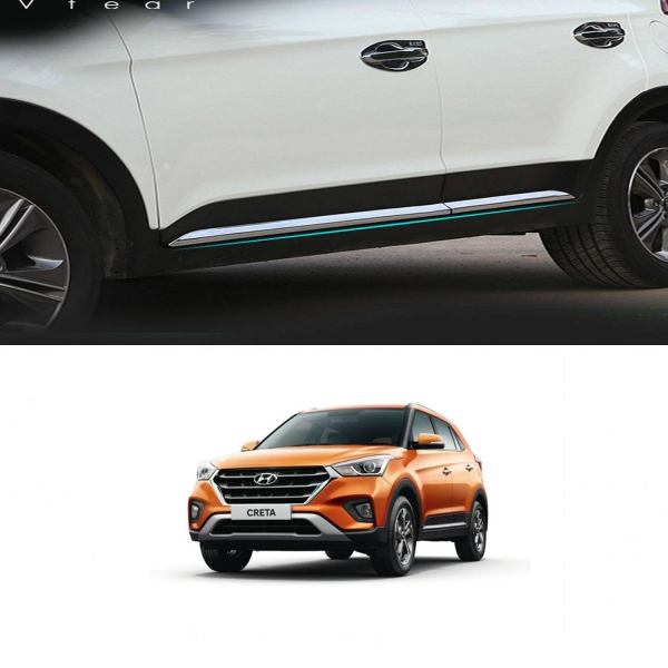 Hyundai Creta Facelift 2018-2020 Door Chrome Side Beading Trims (Lower Side)