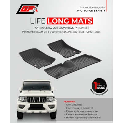 GFX Mahindra Bolero 2011 Onwards Custom Fit LLM LifeLong TPV Mats  GFX Mahindra Bolero 2011 Onwards Custom Fit LLM LifeLong TPV Mats