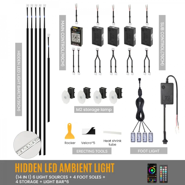 Cardi K3 Active Ultra Ambient RGB LED Interior Lights - 14 Pieces