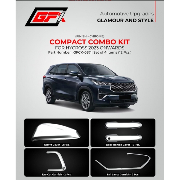 GFX Toyota Hycross 2023 Onwards Exterior Chrome Show Kit Combo (Set 12 Pcs.)