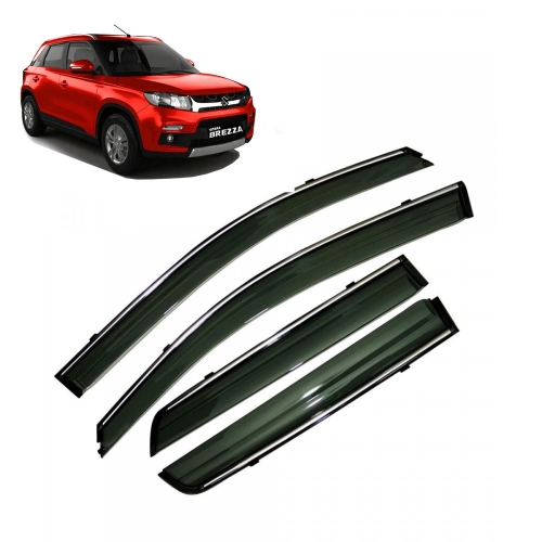 Maruti New Brezza 2020 Car Window Door Visor with Chrome Line (Set Of 4 Pcs.) Maruti New Brezza 2020 Car Window Door Visor with Chrome Line (Set Of 4 Pcs.)